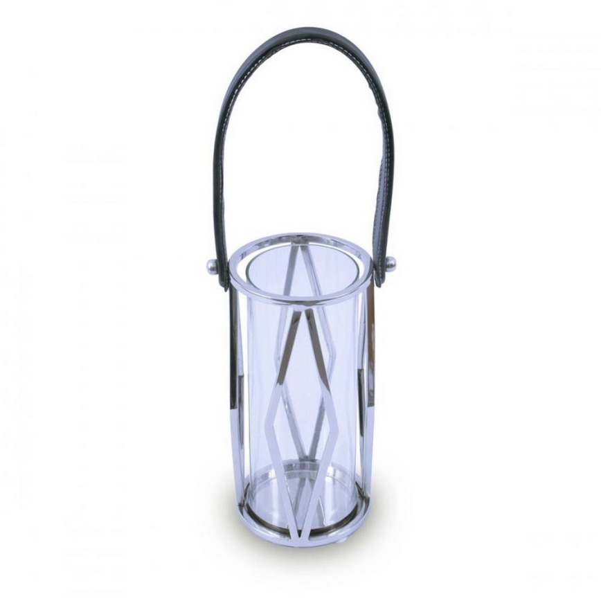 Lykta FRAGIL 26 cm skinande krom/svart