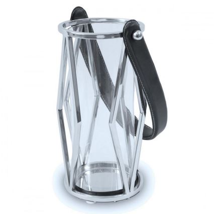 Lykta FRAGIL 26 cm skinande krom/svart