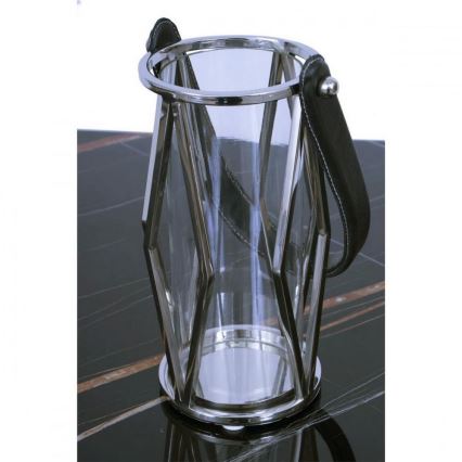 Lykta FRAGIL 26 cm skinande krom/svart