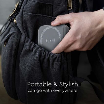 Magnetisk strömbank med trådlös laddning Power Delivery 10 000mAh/20W/3,7V grå