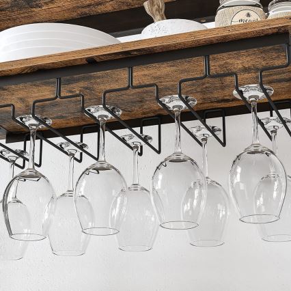 Mångsidigt vin- och glasställ NAVARO brun/svart