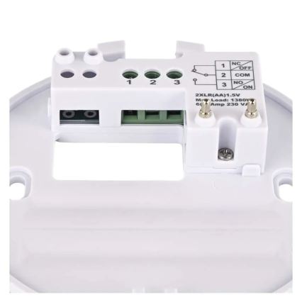 Manuell rumstermostat 230V/6A 2xAA vit