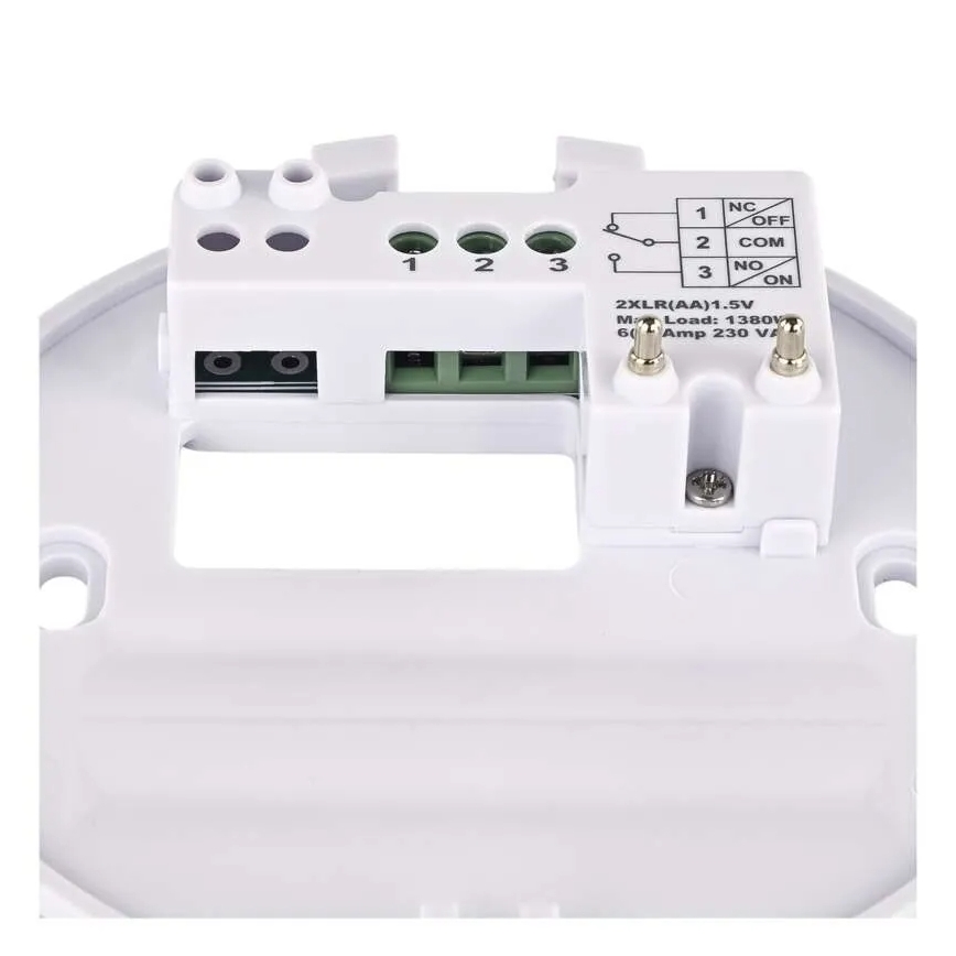 Manuell rumstermostat 230V/6A 2xAA vit
