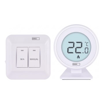 Manuell trådlös rumstermostat 230V/16A 2xAA vit