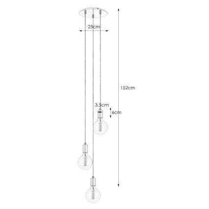 Markslöjd 106333 - Ljuskrona med snöre SKY 3xE27/60W/230V