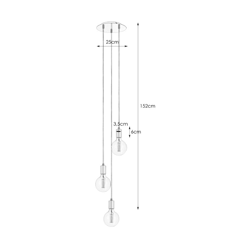 Markslöjd 106333 - Ljuskrona med snöre SKY 3xE27/60W/230V