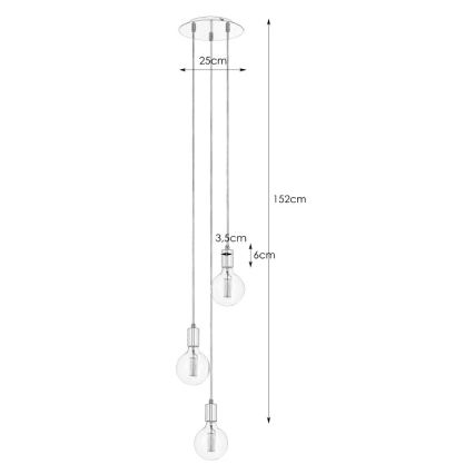 Markslöjd 106334 - Ljuskrona med snöre SKY 3xE27/60W/230V