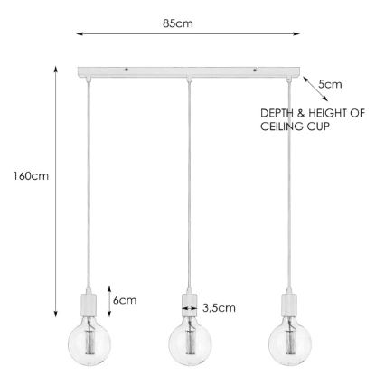 Markslöjd 106335 - Ljuskrona med snöre SKY 3xE27/60W/230V