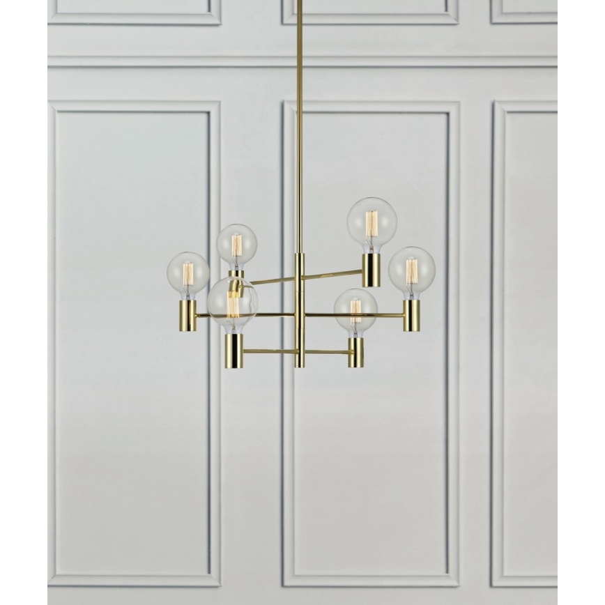 Markslöjd 106418 - Hängande Ljuskrona CAPITAL 6xE27/60W/230V mässing