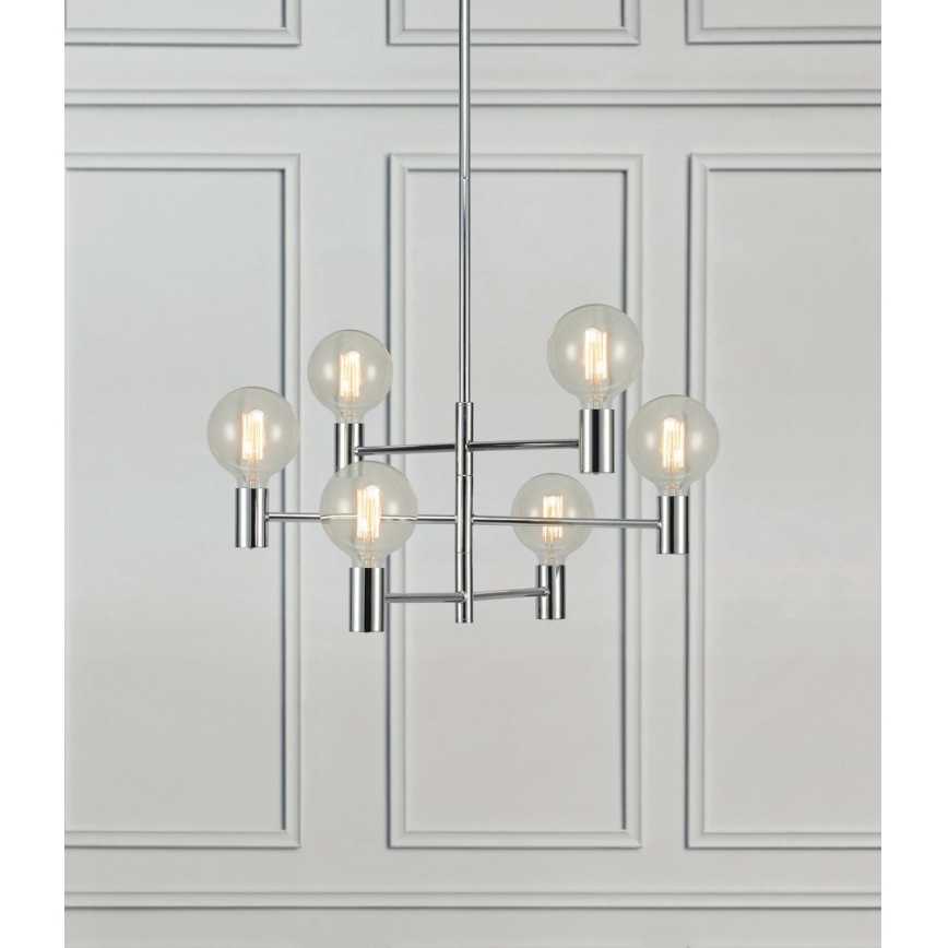 Markslöjd 106419 - Hängande Ljuskrona CAPITAL 6xE27/60W/230V glänsande krom