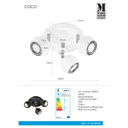 Markslöjd 106876 - Spotlight COCO 3xGU10/35W/230V svart