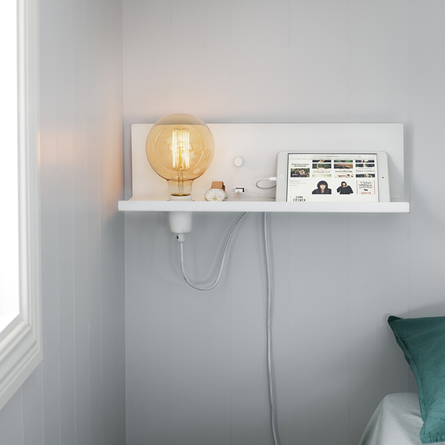 Markslöjd 106969 - Dimbar Väggbelysning med USB MULTI 1xE27/60W/230V