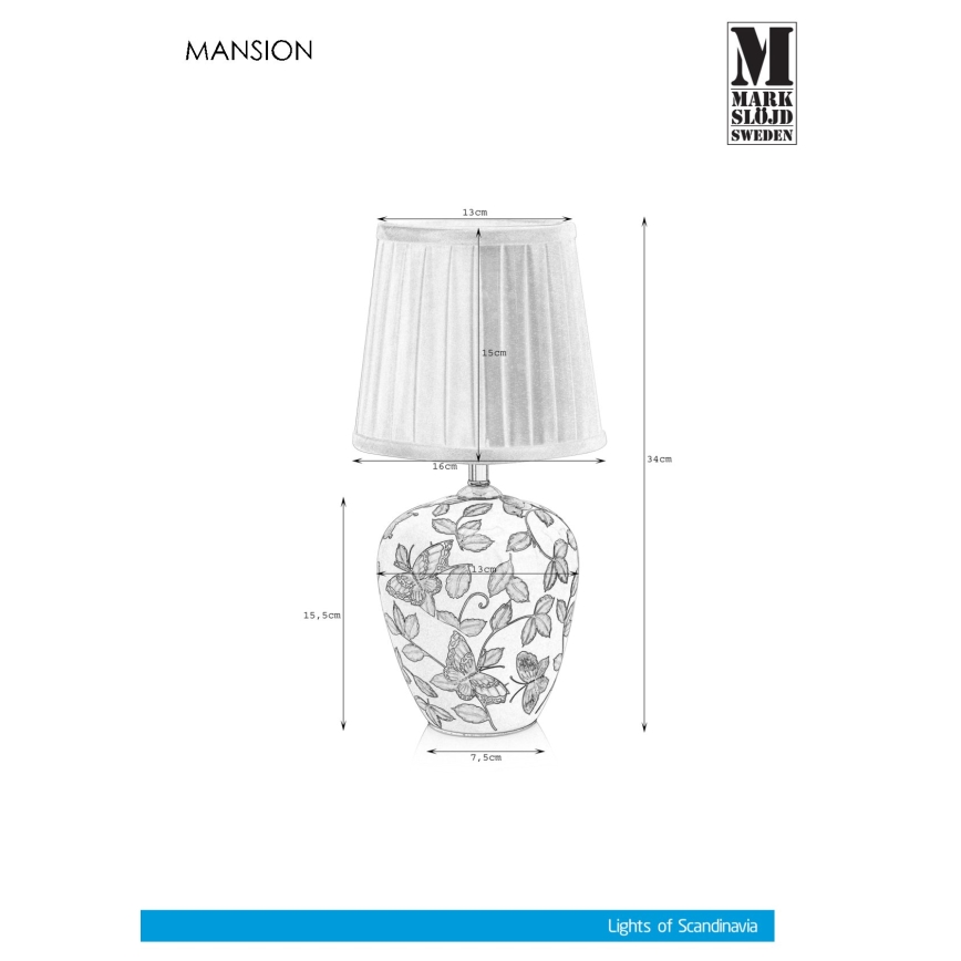 Markslöjd 107039 - Bordslampa MANSION 1xE14/40W/230V