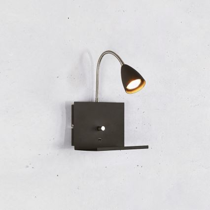 Markslöjd 107141 - Dimbar Väggbelysning med USB LOGI 1xGU10/7W/230V