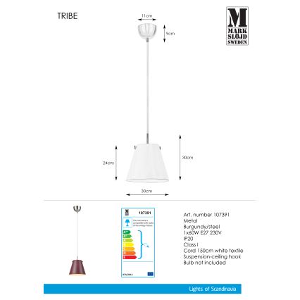 Markslöjd 107391 - Ljuskrona med snöre TRIBE 1xE27/60W/230V
