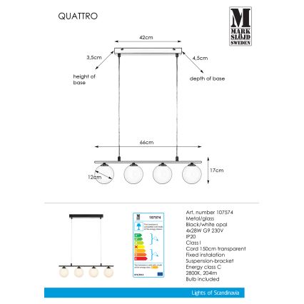 Markslöjd 107574 - Taklampa QUATTRO 4xG9/28W/230V
