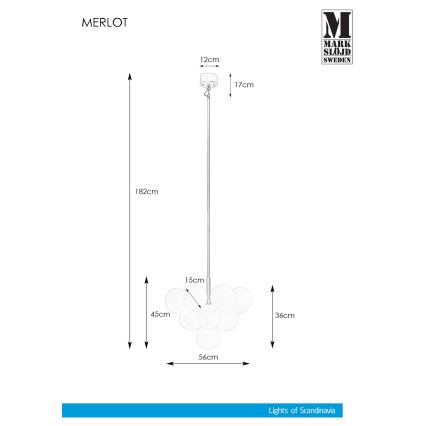 Markslöjd 107903 - Taklampa på stång MERLOT 13xG9/20W/230V Ø 56 cm vit/guld