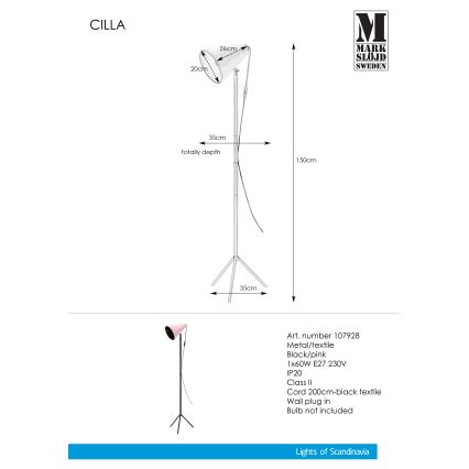 Markslöjd 107928 - Golvlampa CILLA 1xE27/60W/230V