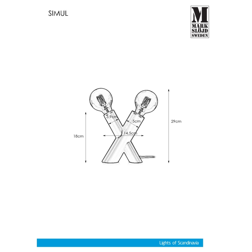 Markslöjd 108053 - Bordslampa SIMUL 1xE27/40W + 1xE14/40W/230V guld