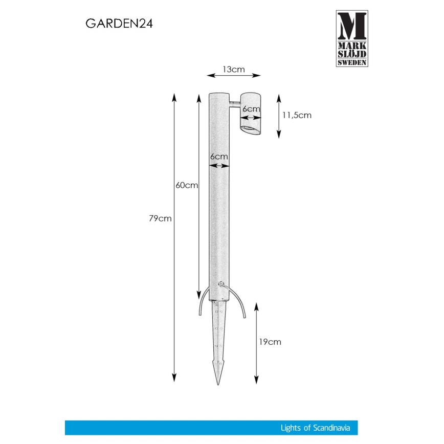 Markslöjd 108485 - LED Utomhuslampa GARDEN24 LED/6W/24V 60 cm IP44 svart