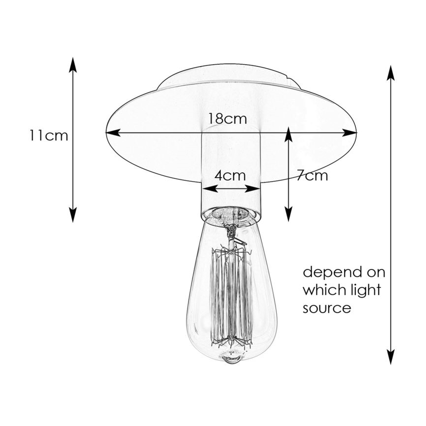 Markslöjd 108540 - Taklampa PIATTO 1xE27/40W/230V svart