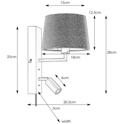 Markslöjd 108595 - LED-vägglampa med USB-port COMO 1xE14/40W/230V + LED/3W svart