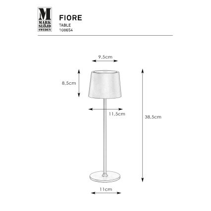 Markslöjd 108654 - LED dimbar uppladdningsbar lampa FIORE LED/2W/5V IP44 38 cm vit