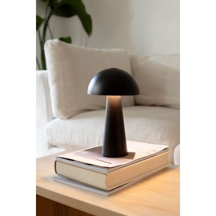 Markslöjd 108655 - Dimmbar uppladdningsbar LED-bordslampa FUNGI LED/1,5W/5V 2000 mAh IP44 svart
