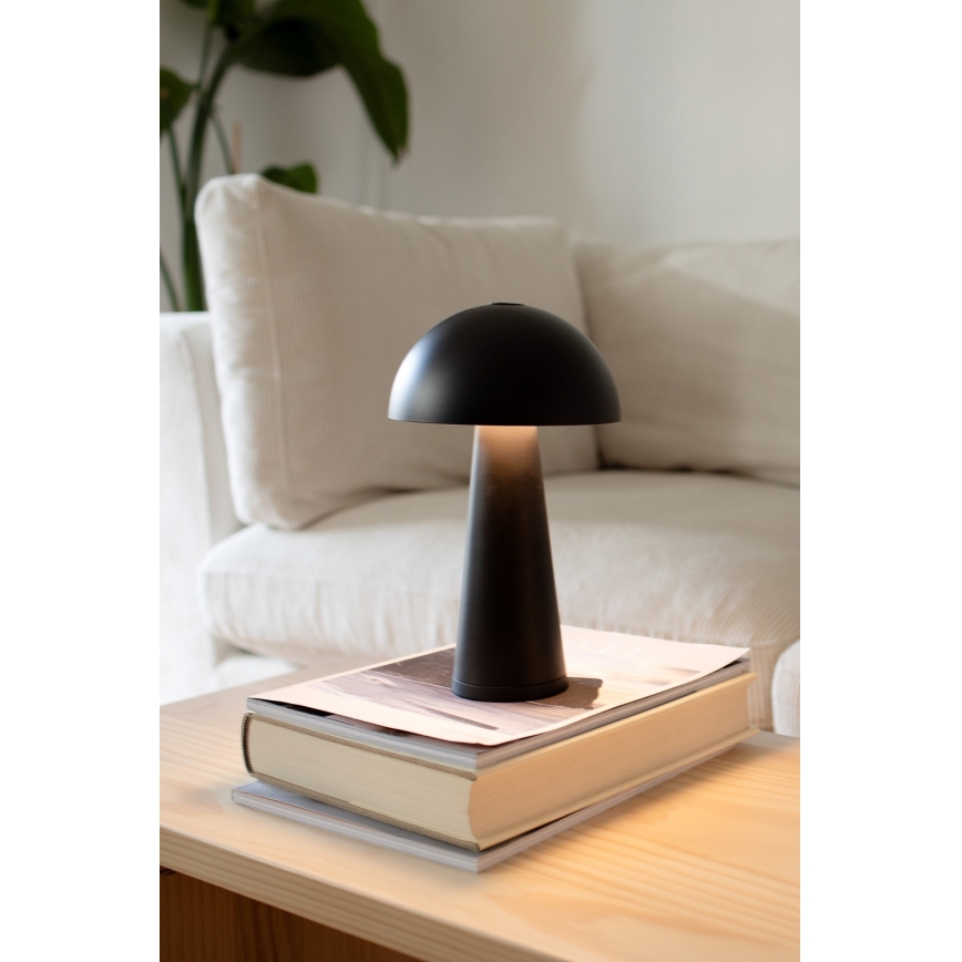 Markslöjd 108655 - Dimmbar uppladdningsbar LED-bordslampa FUNGI LED/1,5W/5V 2000 mAh IP44 svart