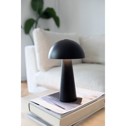 Markslöjd 108655 - Dimmbar uppladdningsbar LED-bordslampa FUNGI LED/1,5W/5V 2000 mAh IP44 svart