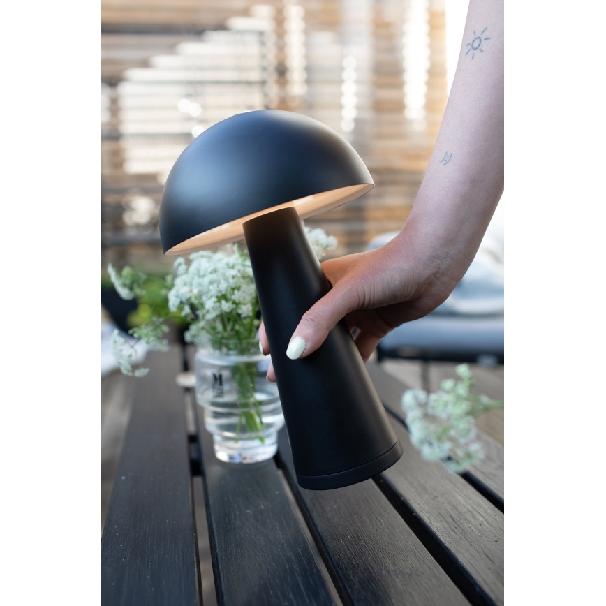 Markslöjd 108655 - Dimmbar uppladdningsbar LED-bordslampa FUNGI LED/1,5W/5V 2000 mAh IP44 svart