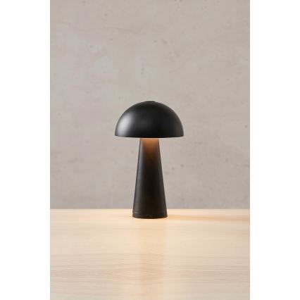 Markslöjd 108655 - Dimmbar uppladdningsbar LED-bordslampa FUNGI LED/1,5W/5V 2000 mAh IP44 svart