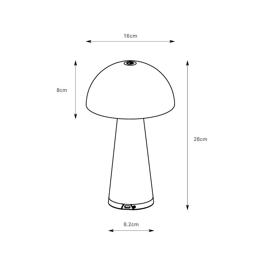 Markslöjd 108655 - Dimmbar uppladdningsbar LED-bordslampa FUNGI LED/1,5W/5V 2000 mAh IP44 svart