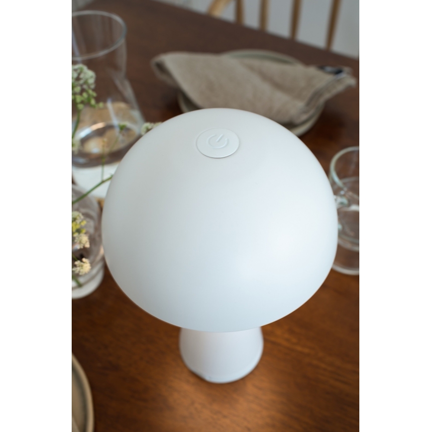 Markslöjd 108656 - LED Ljusreglerad rechargeable lampa FUNGI LED/1,5W/5V IP44 vit