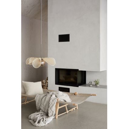 Markslöjd 108659 - Ljuskrona med textilsladd STYRKA 1xE27/40W/230V diameter 63 cm beige