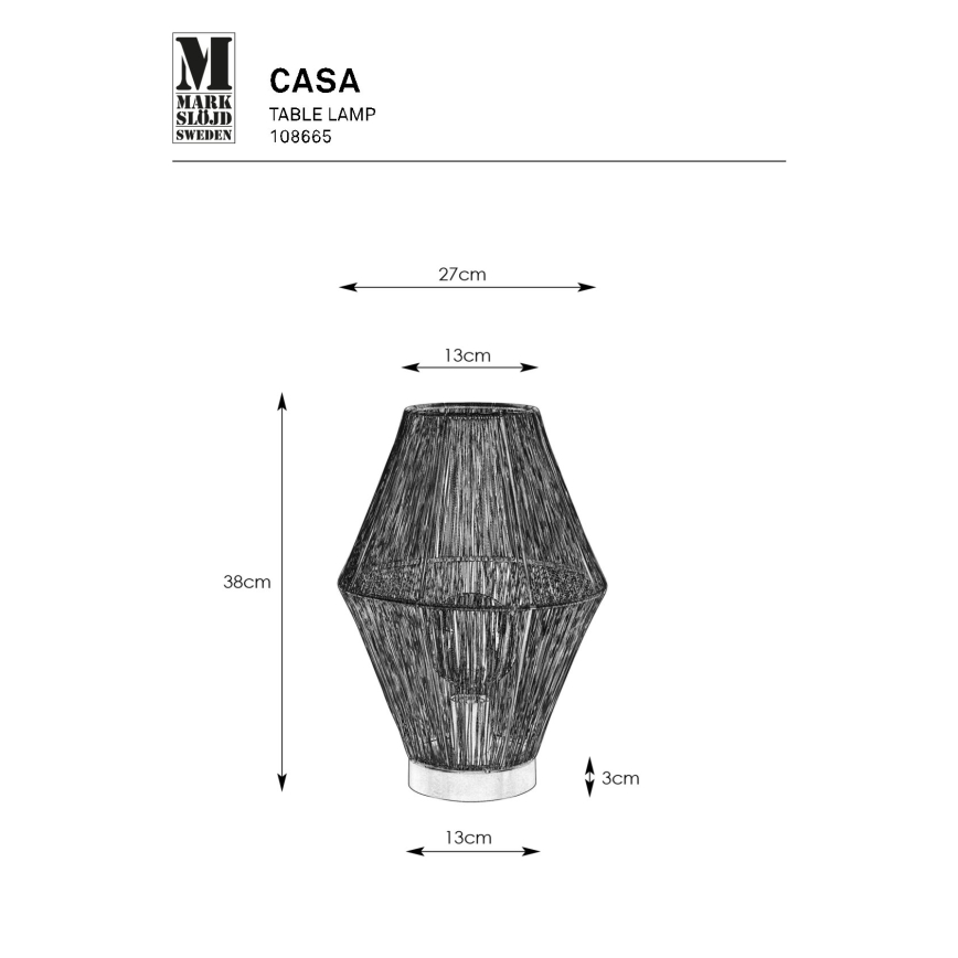 Markslöjd 108665 - Bordslampa CASA 1xE27/40W/230V mässing
