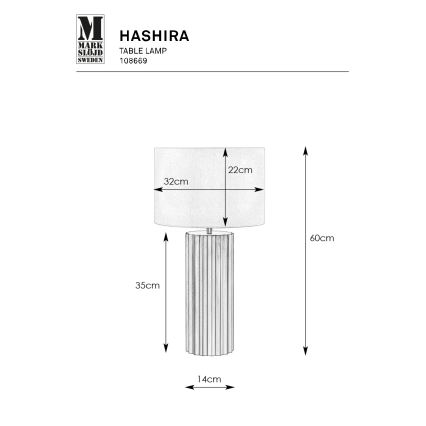 Markslöjd 108669 - Bordslampa HASHIRA 1xE27/40W/230V vit/mässing