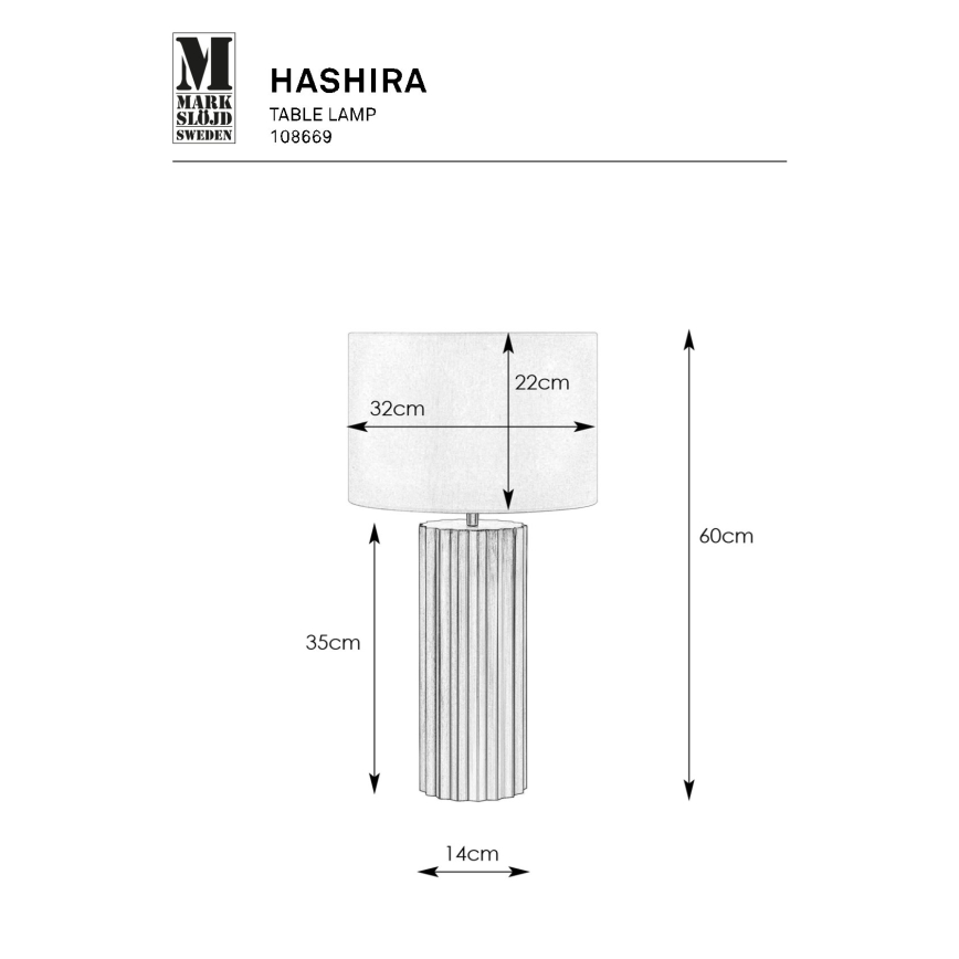 Markslöjd 108669 - Bordslampa HASHIRA 1xE27/40W/230V vit/mässing