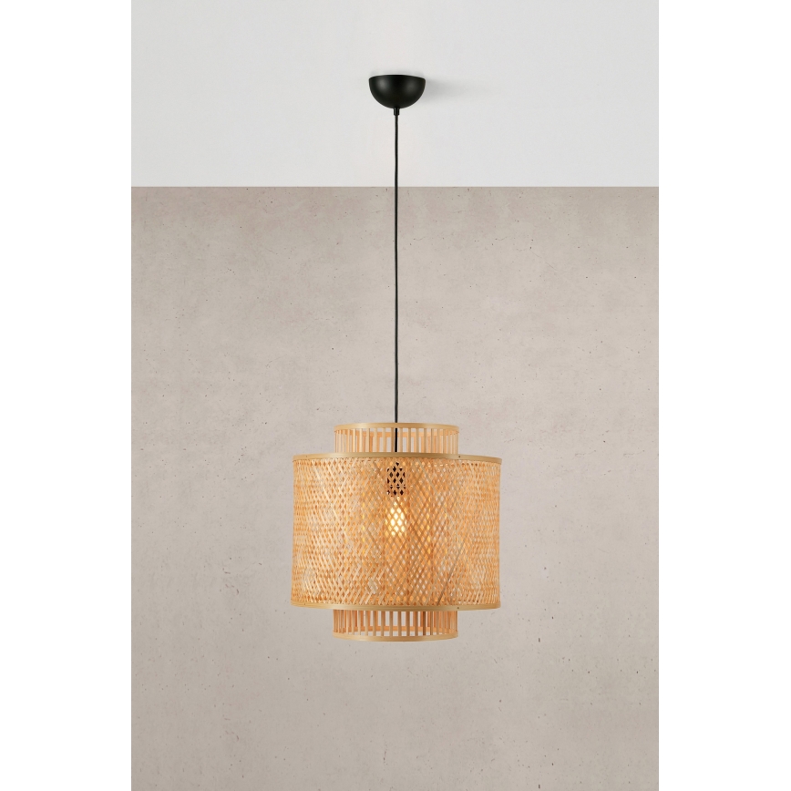 Markslöjd 108675 - Ljuskrona med textilsladd STRATI 1xE27/40W/230V beige/Bambu
