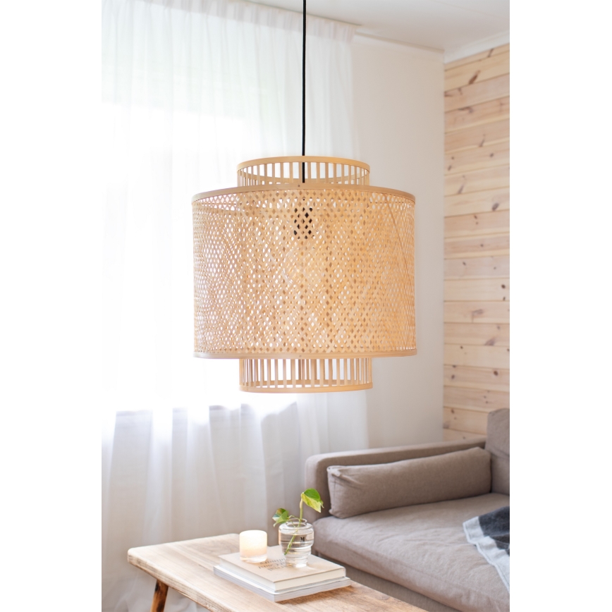 Markslöjd 108675 - Ljuskrona med textilsladd STRATI 1xE27/40W/230V beige/Bambu