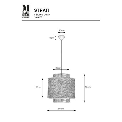 Markslöjd 108675 - Ljuskrona med textilsladd STRATI 1xE27/40W/230V beige/Bambu
