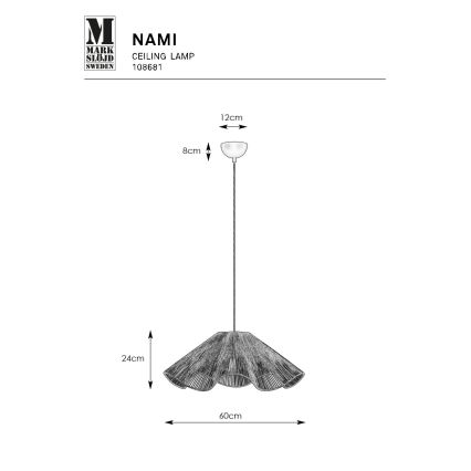 Markslöjd 108681 - Ljuskrona med textilsladd NAMI 1xE27/40W/230V brun