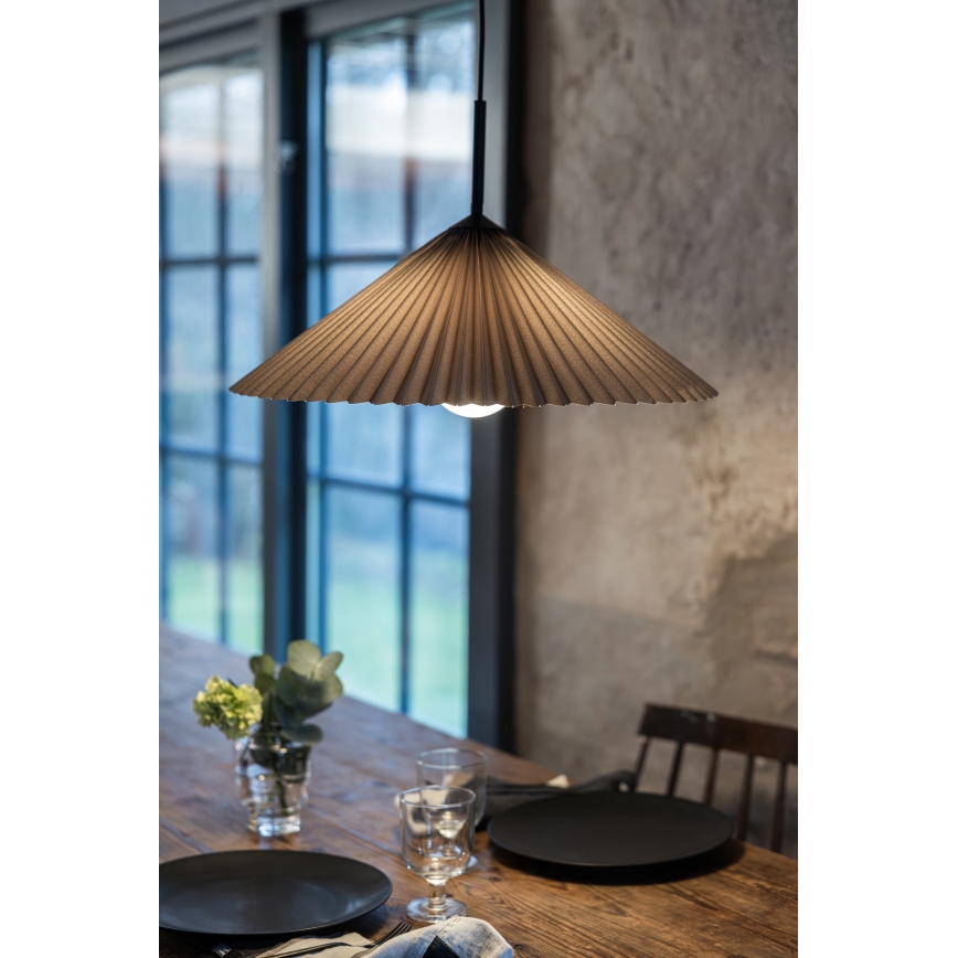 Markslöjd 108709 - Ljuskrona med textilsladd PLISADO 1xE27/40W/230V diameter 50 cm grå