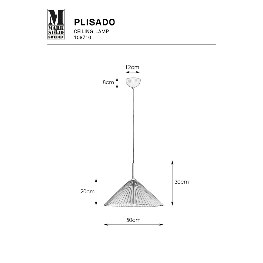 Markslöjd 108710 - Ljuskrona med textilsladd PLISADO 1xE27/40W/230V diameter 50 cm beige