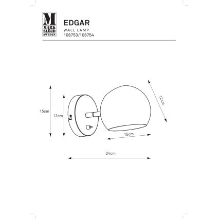 Markslöjd 108754 - Vägglampa EDGAR 1xE14/40W/230V guld