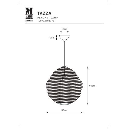 Markslöjd 108773 - Ljuskrona med textilsladd TAZZA 1xE27/40W/230V guld