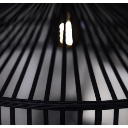 Markslöjd 108782 - Ljuskrona med textilsladd TAPA 1xE27/40W/230V svart/Bambu