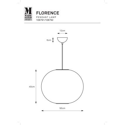Markslöjd 108792 - Ljuskrona med textilsladd FORENCE 1xE27/40W/230V diameter 50 cm vit