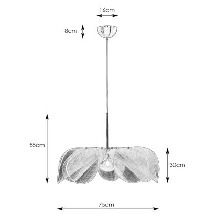 Markslöjd 108818 - Ljuskrona med textilsladd STYRKA 1xE27/40W/230V diameter 75 cm vit