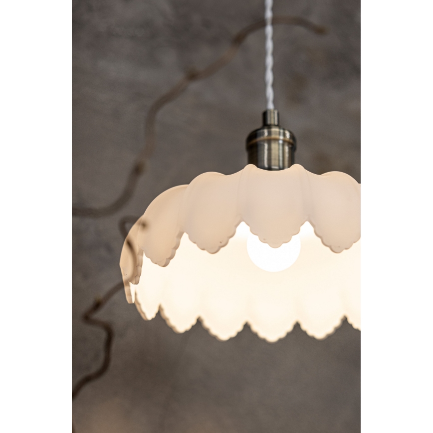 Markslöjd 108857 - Ljuskrona med textilsladd KURAGE 1xE27/40W/230V mässing/vit